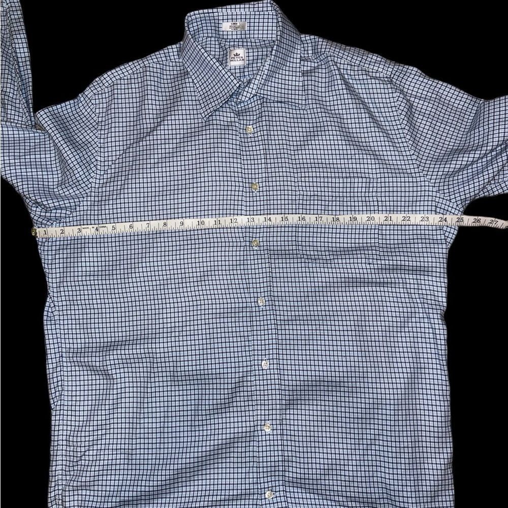 Peter Millar Blue Mens Size Large Striped Button‎ Up Long Sleeve Greens Masters - Picture 8 of 11